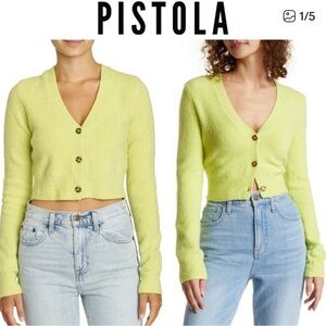 Pistola Lime Green Cropped Cardigan